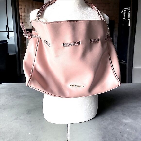S🅾️LD Mischka l Rose Pink Leather Purse Satchel l Decor Straps l Gold Hardware - Picture 1 of 10